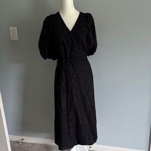 Ann Taylor Black Floral Midi Dress